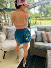Custom Hand Painted Utility Denim Shorts