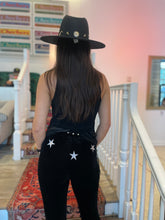 Black Western Star Velvet Bell Bottoms