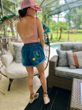 Custom Hand Painted Utility Denim Shorts