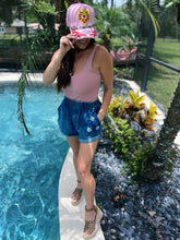 Custom Hand Painted Utility Denim Shorts