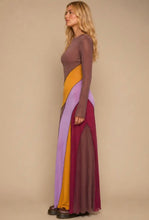 Colorblock Mesh Maxi Dress