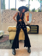 Black Western Star Velvet Bell Bottoms