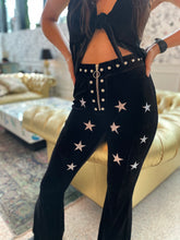 Black Western Star Velvet Bell Bottoms