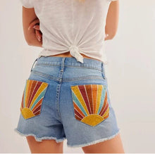 Sunburst Pocket Denim Shorts