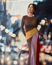 Colorblock Mesh Maxi Dress