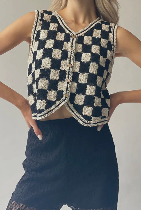 Crochet Checkered Vest