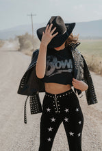 Black Western Star Velvet Bell Bottoms