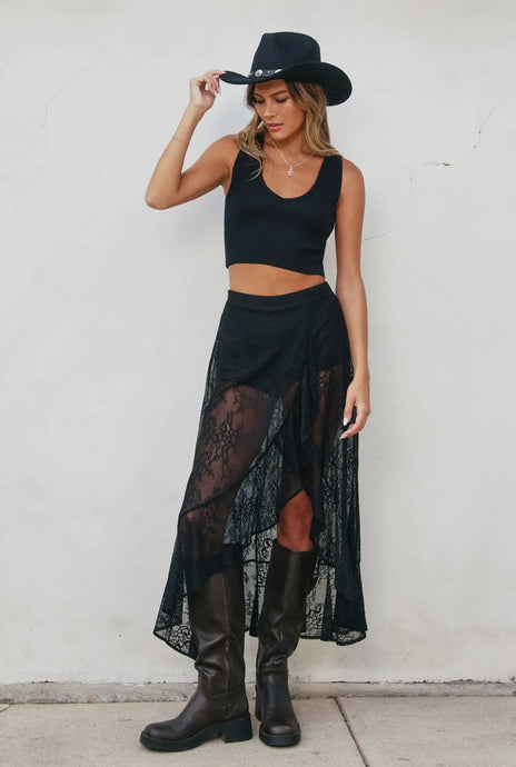 Midnight Muse Sheer Lace Skirt