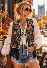 Tapestry fringe vest