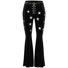 Black Western Star Velvet Bell Bottoms