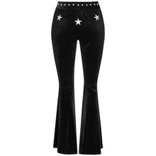 Black Western Star Velvet Bell Bottoms