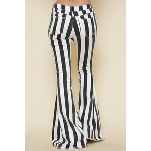 White Stripes Bell Bottoms