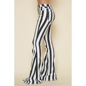 White Stripes Bell Bottoms