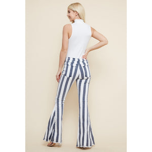 White Stripes Bell Bottoms