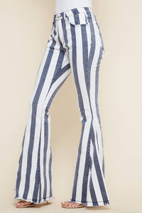 White Stripes Bell Bottoms