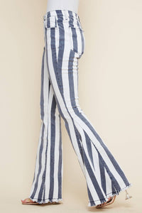 White Stripes Bell Bottoms