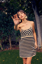 Summer Bliss Black and Tan Striped Knit Mini Dress
