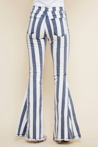 White Stripes Bell Bottoms