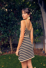 Summer Bliss Black and Tan Striped Knit Mini Dress