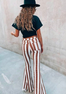 White Stripes Bell Bottoms